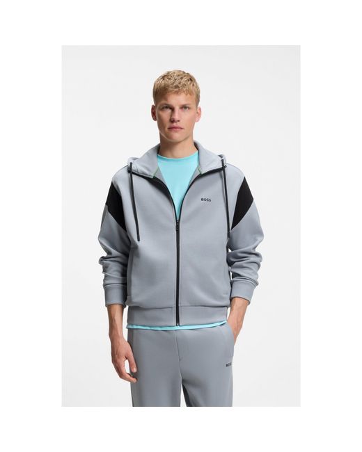 Boss Blue Regular-Fit Zip-Up Sweatshirt for men