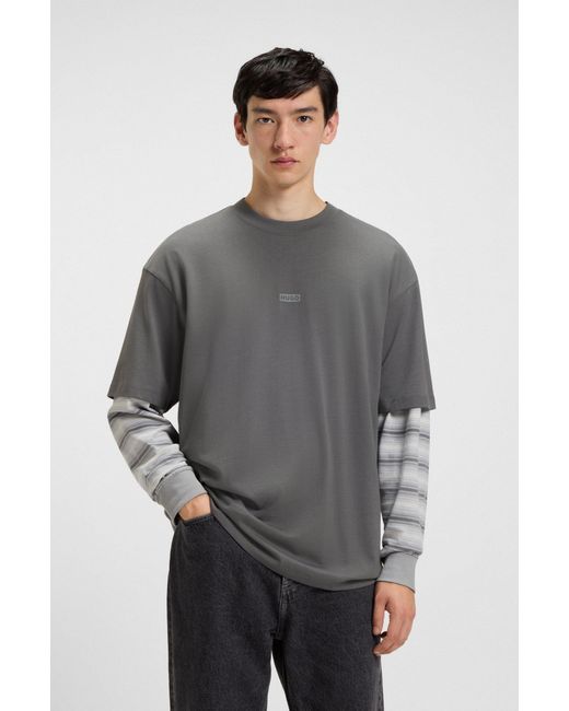 HUGO Gray Grey Men's T-shirts Size L for men