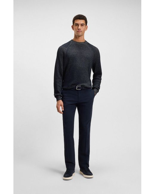 Boss Trui Van Katoen En Linnen Met Gebreide Strepen in het Gray voor heren