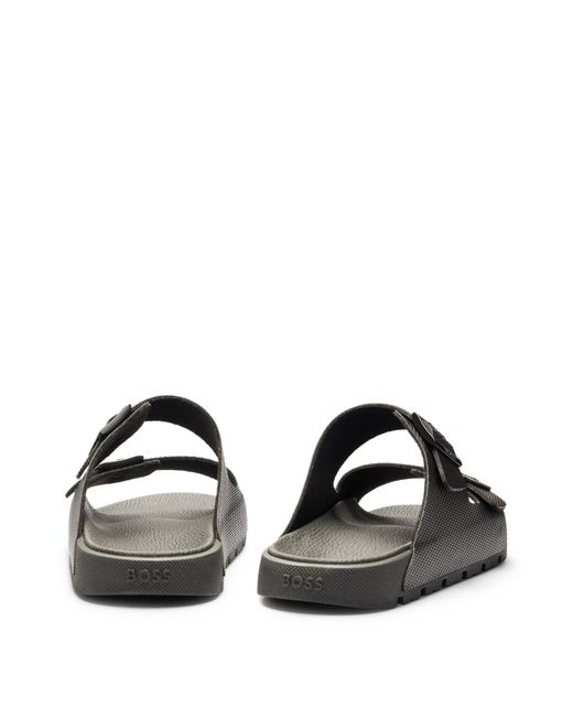 Boss Black Twin-strap Sandals With Structured Uppers for men