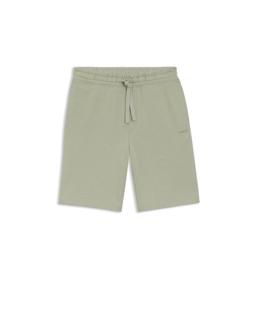 HUGO Green Cotton-Terry Shorts With Logo Print for men