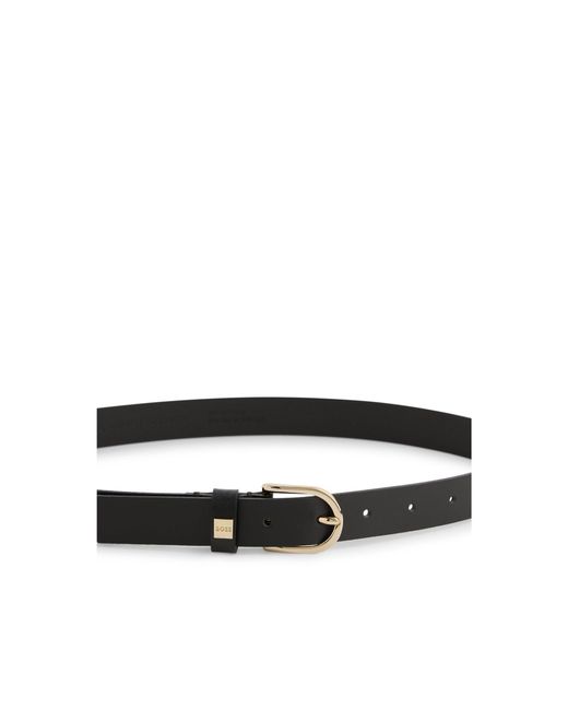Boss Black Italian-Leather Belt With-Tone Buckle