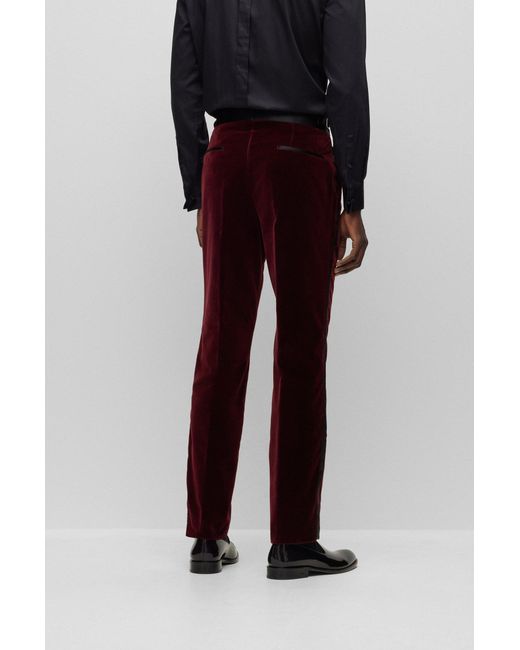 BOSS by HUGO BOSS Slimfit Tuxedo Trousers In Purecotton Velvet in