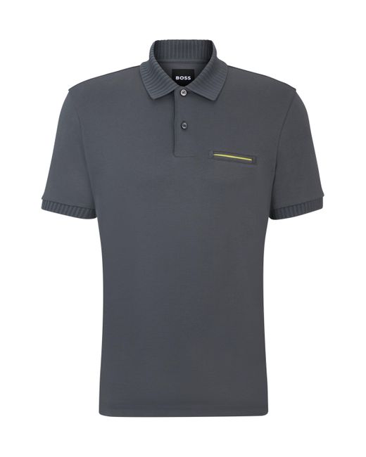Boss Poloshirt aus feuchtigkeitsregulierendem Baumwoll-Mix in Black für Herren