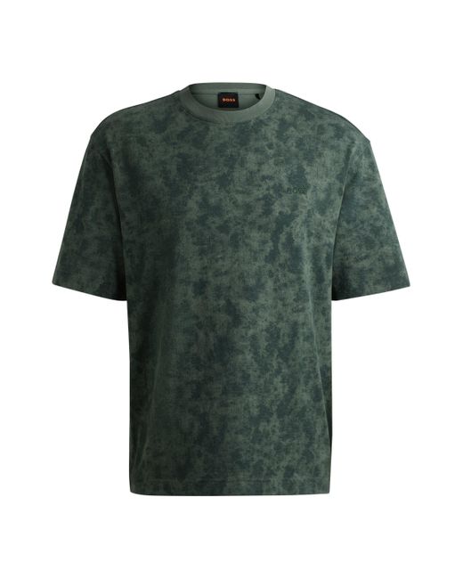 Boss Green Cotton-jersey T-shirt With All-over Seasonal Print for men