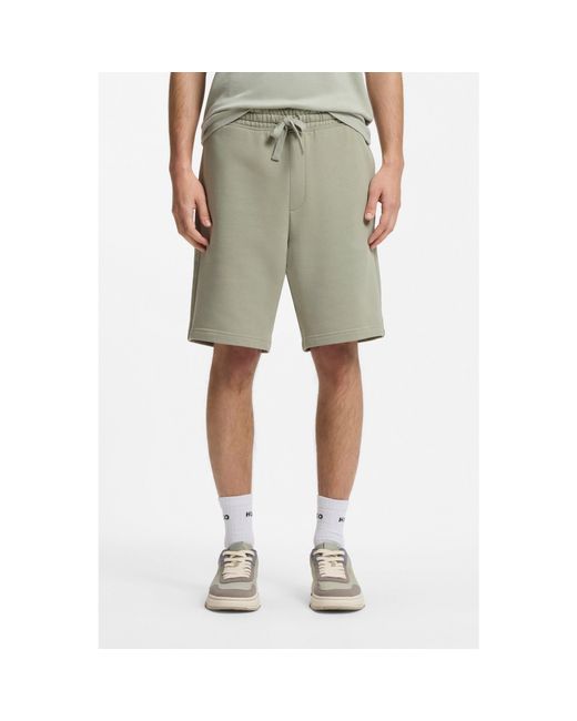 HUGO Green Cotton-Terry Shorts With Logo Print for men