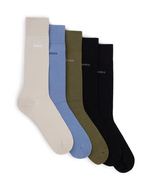 Boss Black Five-pack Of Cotton-blend Regular-length Socks for men