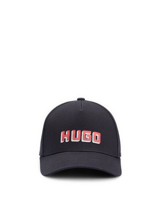 HUGO Blue Cotton-twill Five-panel Cap With Logo Detail for men