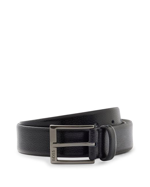 BOSS by HUGO BOSS Logo-buckle Belt In Grained Italian Leather in Black ...