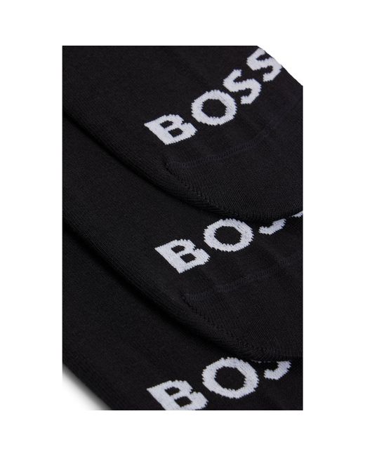 Boss Black Three-Pack Of Ankle-Length Socks With Contrast Logos