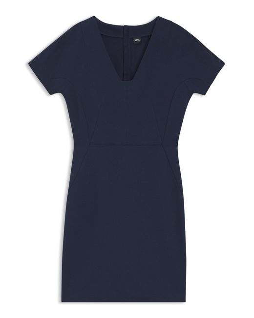 Boss Blue Slim-Fit Kleid Mit Paspelierung An Der Taille