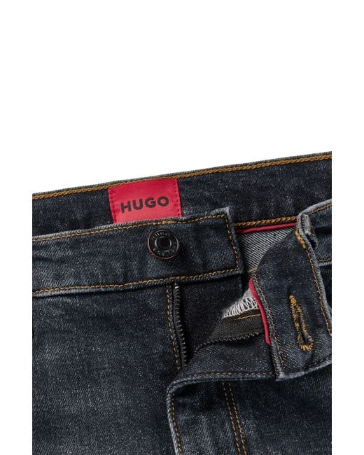 HUGO Black Slim-fit Jeans In Gray Stretch Denim for men