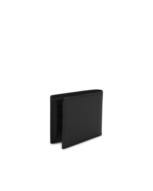 HUGO Black Leather Trifold Wallet With Logo for men