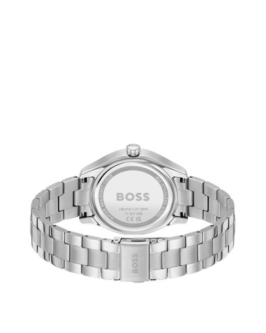Montre à cadran gris avec bracelet à maillons Boss en coloris White