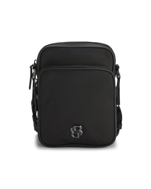 Boss Black Twill Reporter Bag With Adjustable Logo Strap for men