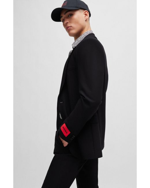 HUGO Black Extra-slim-fit Suit In A Structured Wool Blend for men