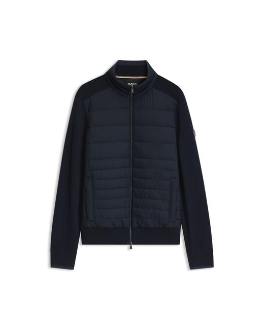 Boss Blue Zip-Up Jacket With Padded Front for men
