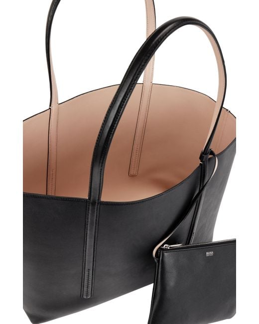 BOSS by HUGO BOSS Nappa-leather Reversible Shopper Bag With Branded Pouch  in Black | Lyst