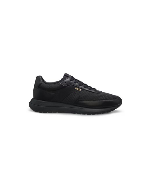 Boss Black Monogram Trainers With Leather Trims And Eva-Rubber Sole for men