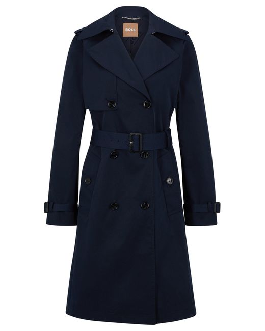 BOSS by HUGO BOSS Double-breasted Trench Coat With Belted Closure in Blue |  Lyst UK
