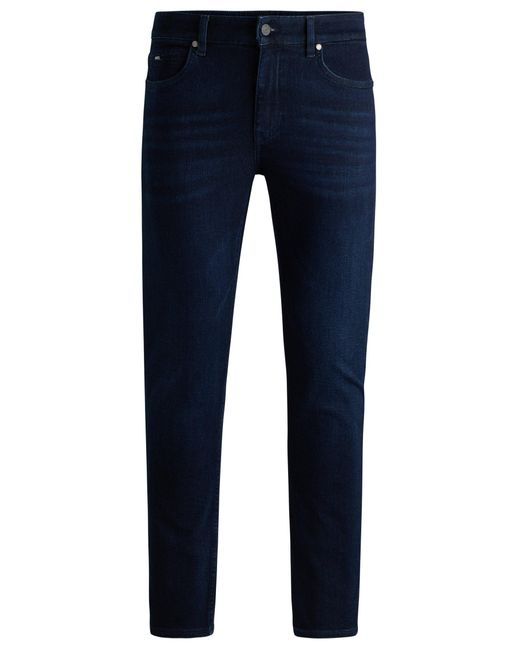 Boss Slim-fit Jeans In Dark-blue Super-soft Denim for men