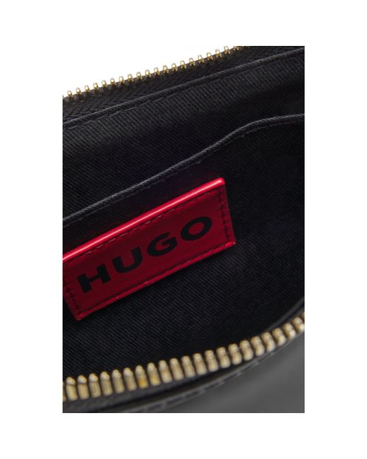HUGO Black Faux-Leather Crossbody Bag With Decorative Chain