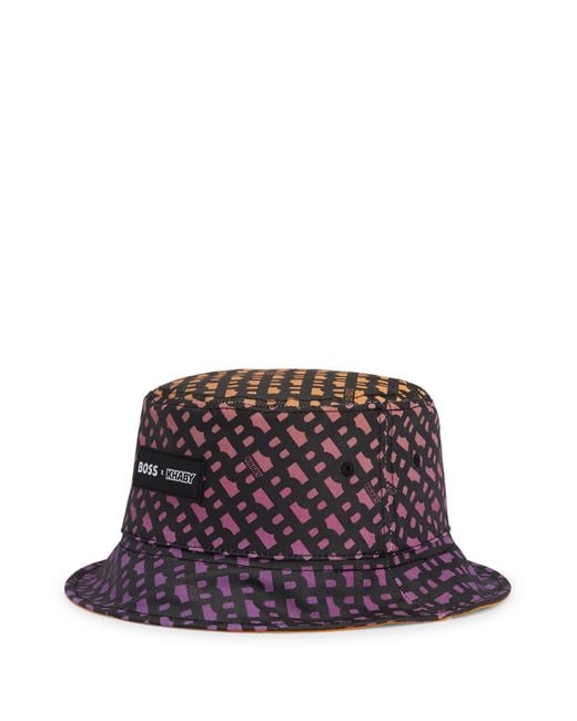 BOSS by Hugo Boss White X Khaby Reversible Bucket Hat With All-over Monograms for men