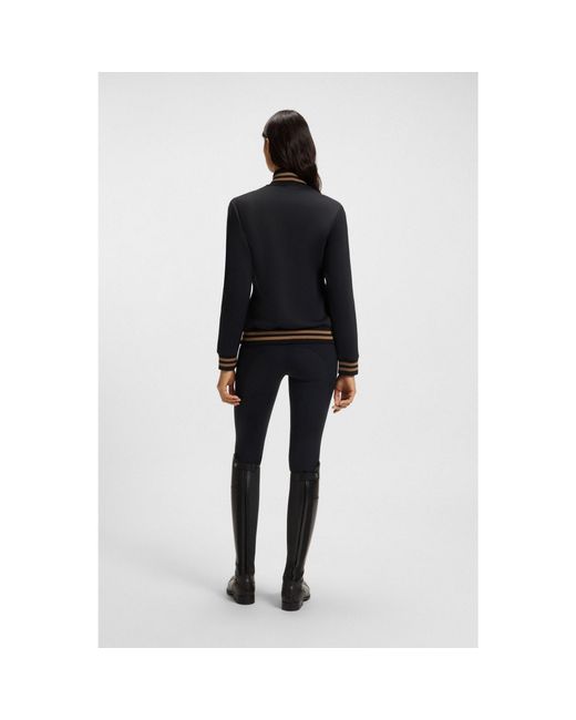 Boss Black Equestrian Zip Cardigan With Stripe Trims