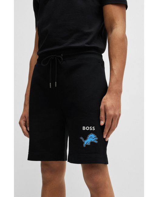 Boss Black X Nfl Cotton-terry Shorts With Special Artwork for men