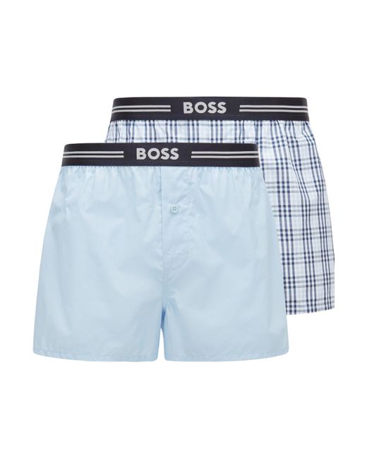 Bermuda del pigiama in popeline di cotone in confezione da dueBOSS by HUGO  BOSS in Cotone da Uomo colore Blu | Lyst