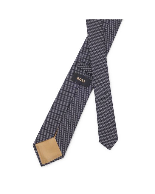 Boss Gray Diagonal-Stripe Tie for men