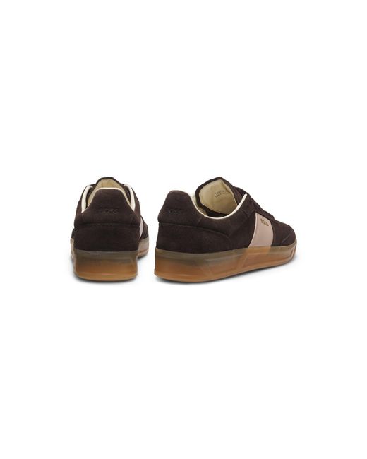 Boss Brown Suede Trainers With Smooth-Leather Trims