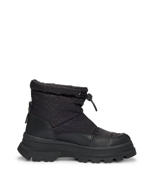 Boss Slanke Laarzen Met Monogramdessin En Leren Details in het Black