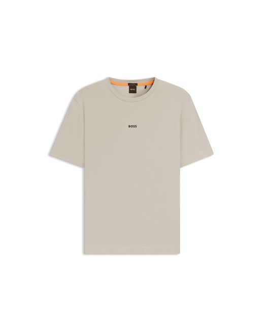 Boss Natural Relaxed-Fit T-Shirt With A Layered Logo Print for men