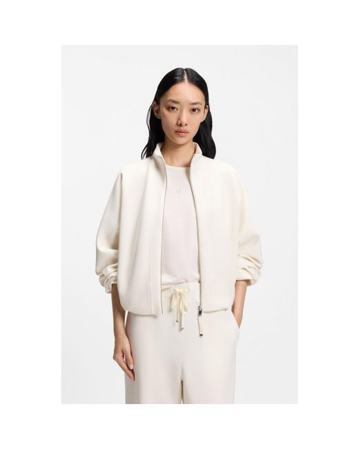 Boss White Loose-Fit Bomber Jacket