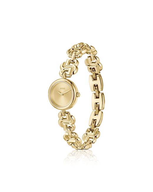 Boss Metallic Double B Dressy-Tone Watch With Monogram Bracelet