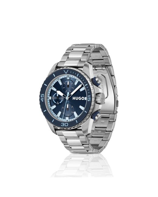 HUGO Blue Dial Watch With Link Bracelet for men