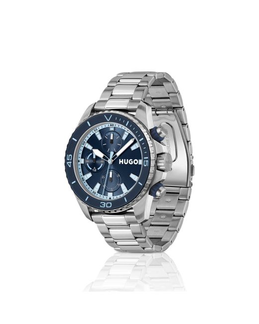 HUGO Blue Dial Watch With Link Bracelet for men
