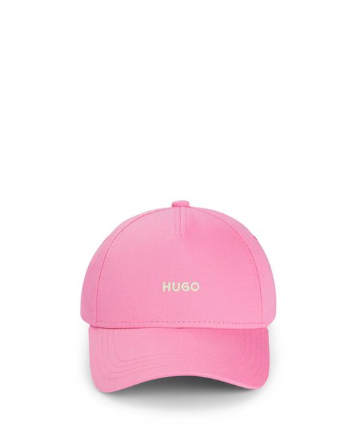 HUGO Pink Cotton-twill Cap With Embroidered Logo