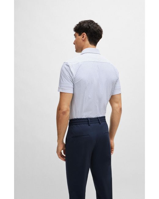 Boss Slim-fit Overhemd Van Hoogwaardig Stretchmateriaal Met Print in het White voor heren
