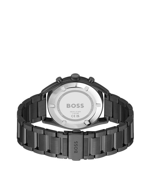 Boss Gray Black-plated Chronograph Watch With Brown Dial for men