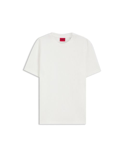 HUGO White Cotton-Blend T-Shirt With Creased Effect for men