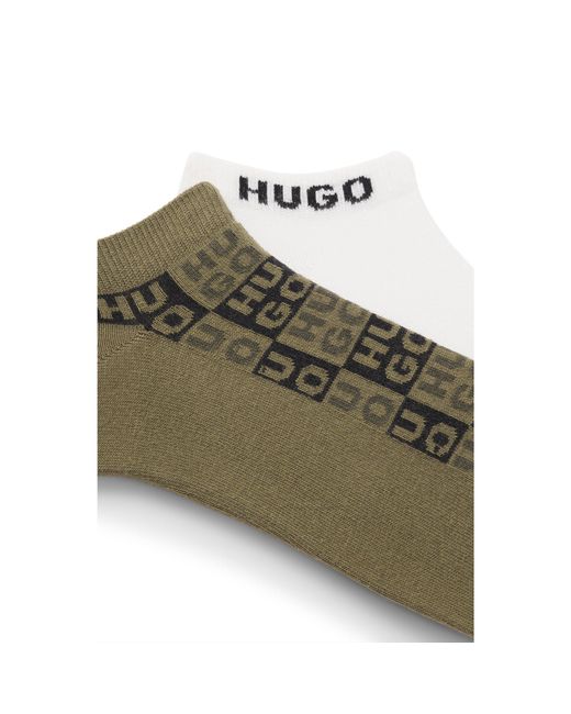 HUGO Green Two-Pack Of Ankle-Length Socks With Logo Intarsia for men