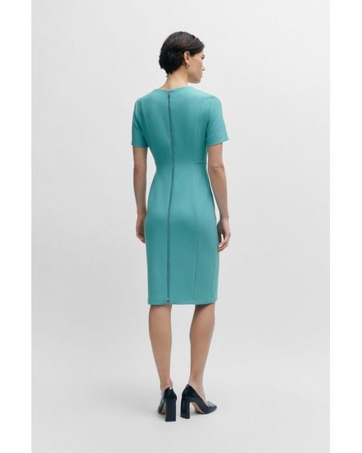 Boss Blue Slim-fit Business Dress In Stretch Fabric