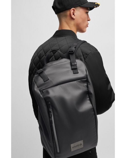 HUGO Quantum N Backpack Rucksack mit dekorativem Logo-Print in reflektierender Optik Schwarz Stck in Black für Herren