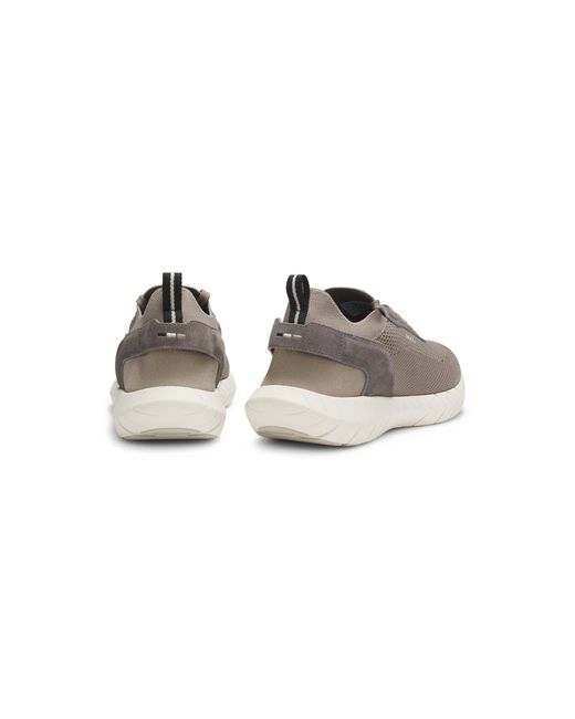 Boss Gray Motion Trainers With Knitted Uppers And Leather Trims for men