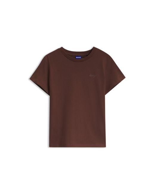 HUGO Brown Relaxed-Fit Cotton T-Shirt