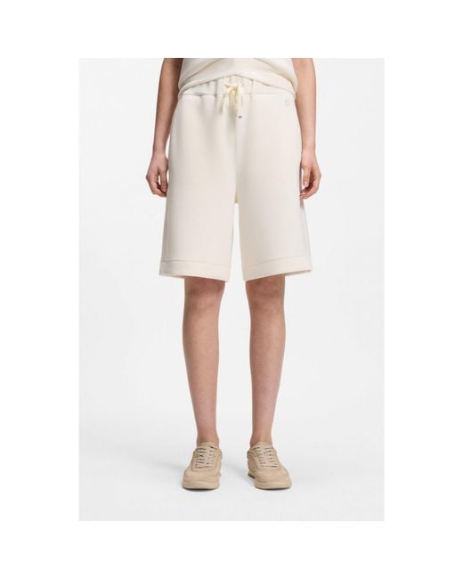 Boss White Relaxed-Fit Shorts