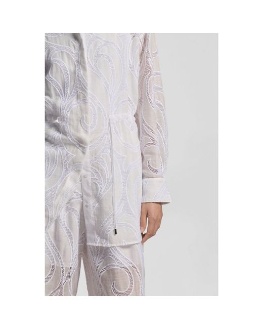 Boss White Regular-Fit Blouse With Embroidered Flowers