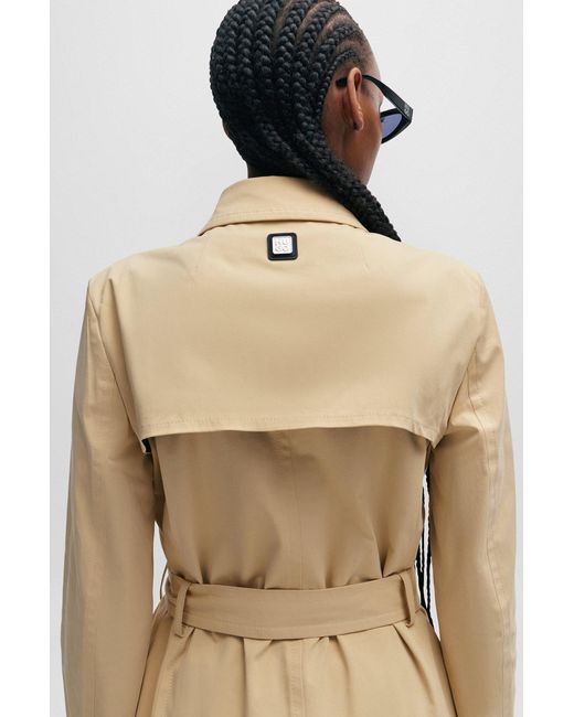 HUGO Natural Belted Trench Coat In Stretch Cotton